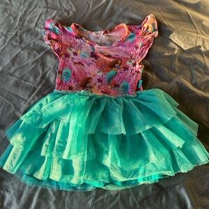 Posh Peanut Pink and Orange Dress with Mermaid Print